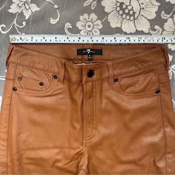 7 For All Mankind High Rise Skinny Vegan Leather Pants in Camel Sz Small - Picture 10 of 17